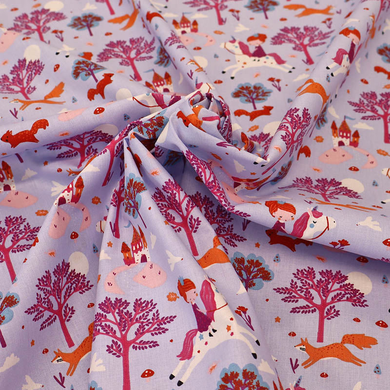 100% Cotton Children's Fabric - Unicorn Print in Lilac