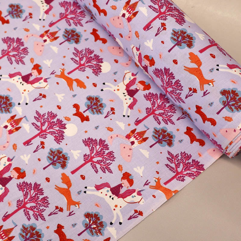 100% Cotton Children's Fabric - Unicorn Print in Lilac
