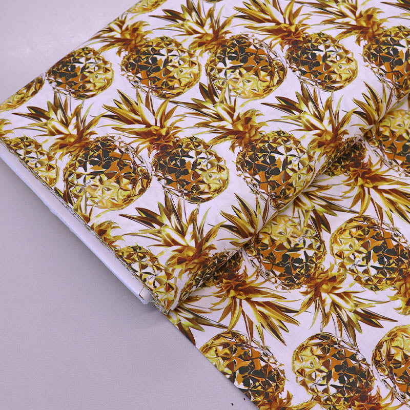 100% Cotton White Cotton Fabric - Pineapple Print