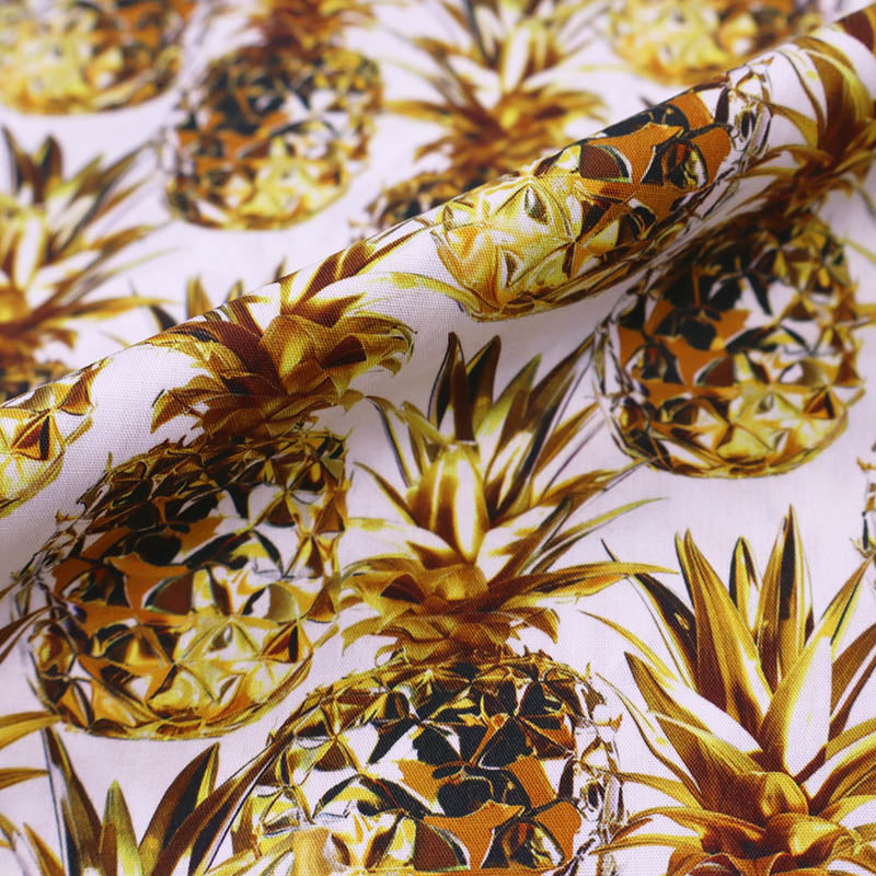 100% Cotton White Cotton Fabric - Pineapple Print