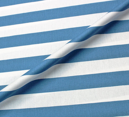 100CM REMNANT Deadstock Great Value - Wide Width Cotton Stripe - Marine Blue