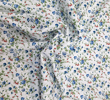 Great Value - Wide Width Floral Cotton - Blue Roses