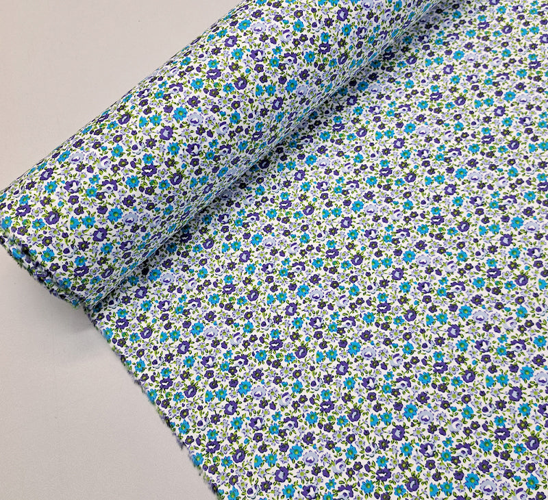 Great Value - Wide Width Floral Cotton - Floral Meadow - Blues
