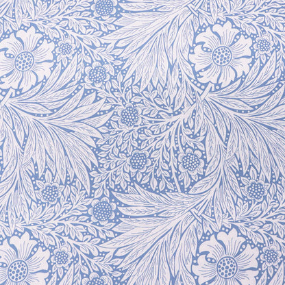 100% Cotton Floral Cotton Fabric - Pale Blue and Cream Botanical print in style of William Morris