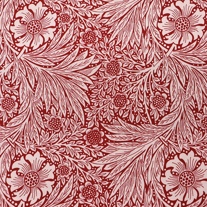 100% Cotton Floral Cotton Fabric - Red and Cream Botanical print in the style of William Morris