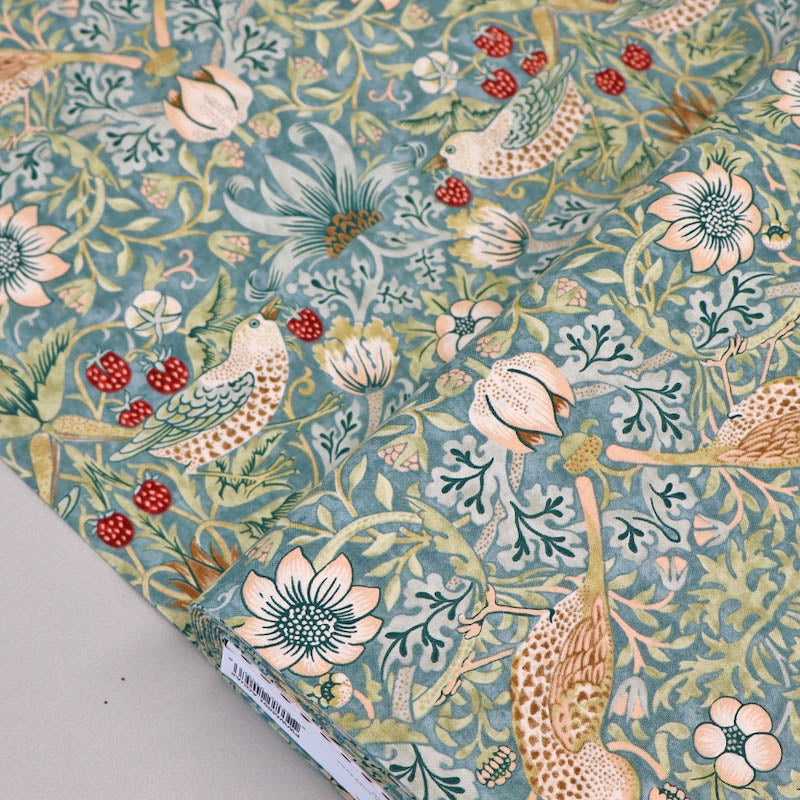 100% Cotton William Morris Fabric -Duck Egg Blue Strawberry Thief