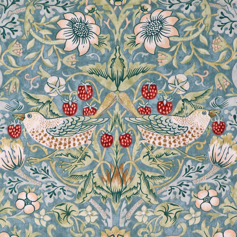 100% Cotton William Morris Fabric -Duck Egg Blue Strawberry Thief