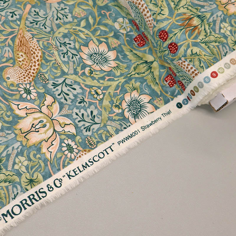 100% Cotton William Morris Fabric -Duck Egg Blue Strawberry Thief