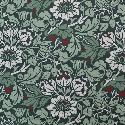 100% Organic Cotton  Green William Morris Fabric - Flowering Scroll 