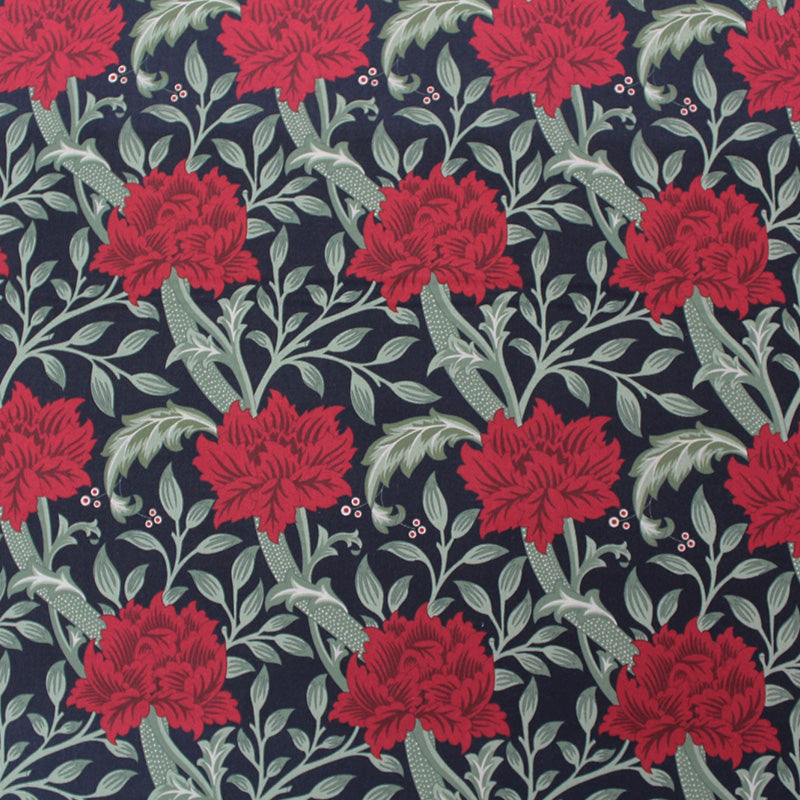 100% Organic Cotton William Morris Fabric - Hammersmith in red and black