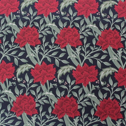 100% Organic Cotton William Morris Fabric - Hammersmith in red and black