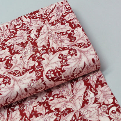 100% Organic Cotton   William Morris Organic Cotton Fabric - Red Wallflower