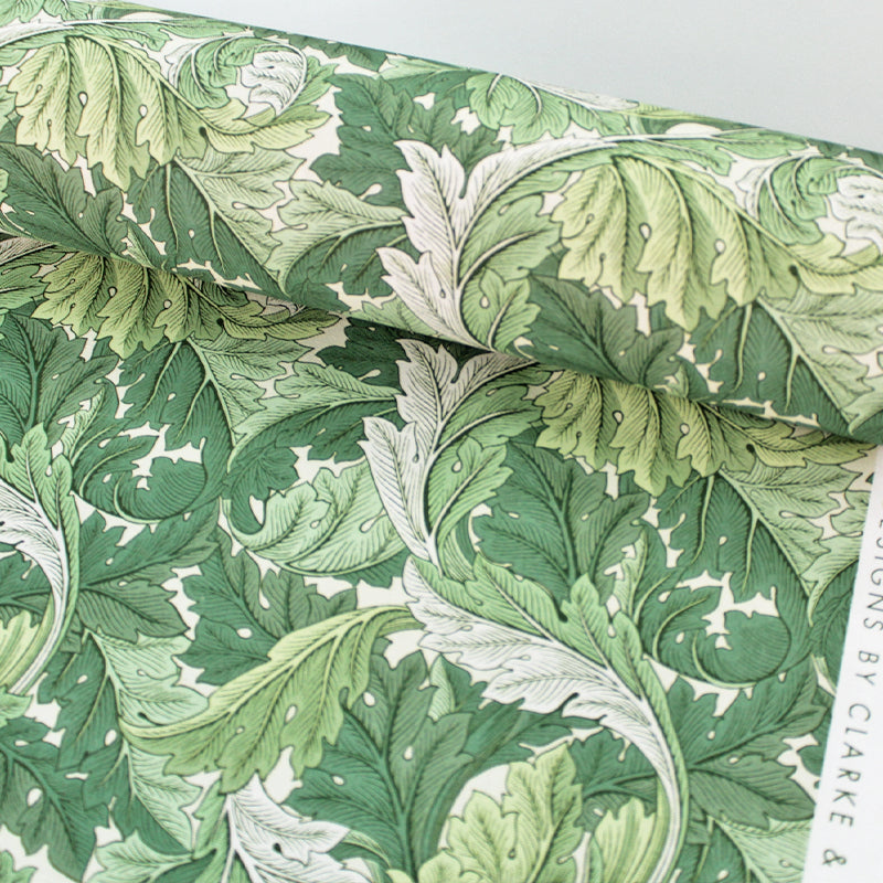 William Morris Furnishing Fabric - Green Acanthus
