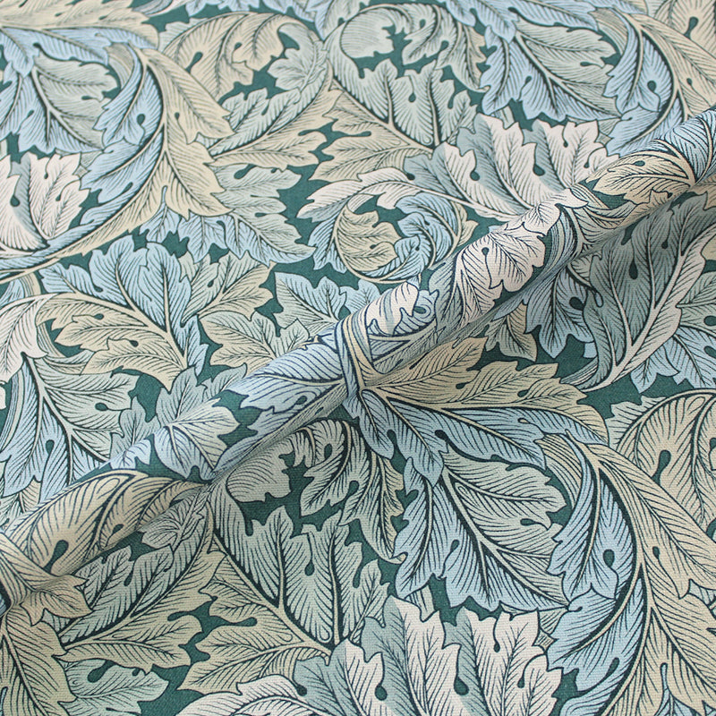 William Morris Furnishing Fabric - Denim Blue Acanthus