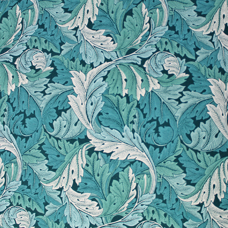 William Morris Furnishing Fabric - Teal Blue Acanthus