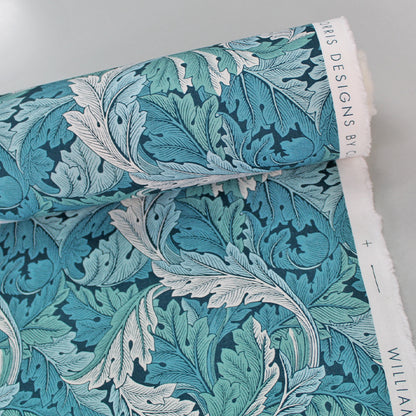 William Morris Furnishing Fabric - Teal Blue Acanthus