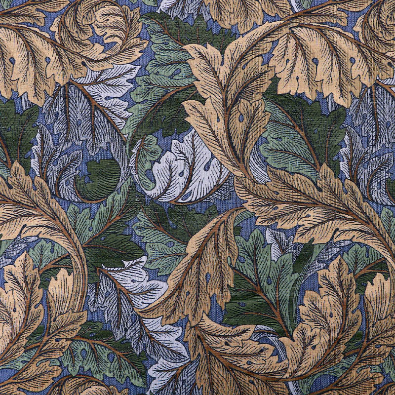 80% Cotton 20% Polyester
William Morris Tapestry Fabric - Acanthus leaf print in dark blue, brown and green