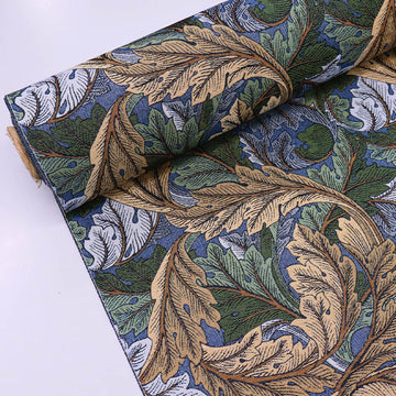 80% Cotton 20% Polyester
William Morris Tapestry Fabric - Acanthus leaf print in dark blue, brown and green