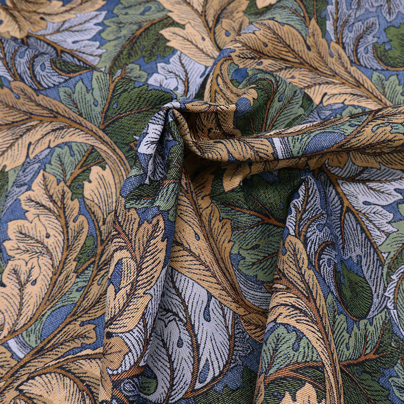 80% Cotton 20% Polyester
William Morris Tapestry Fabric - Acanthus leaf print in dark blue, brown and green