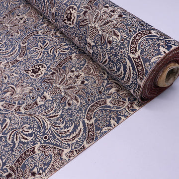 80% Cotton 20% Polyester William Morris Tapestry Fabric - Indian print in dark blue, burgundy and cream