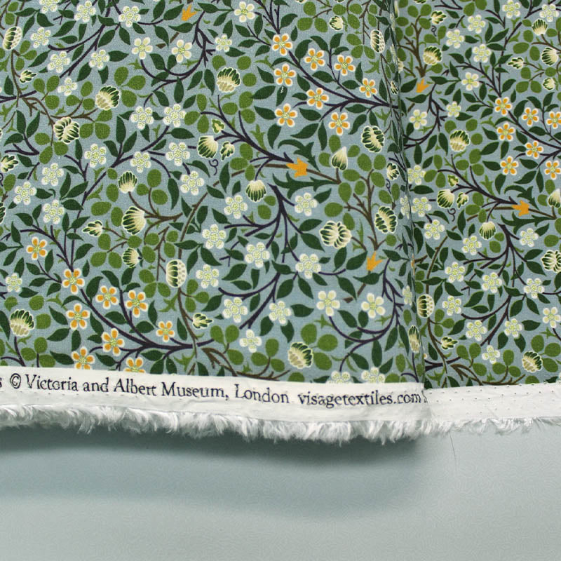 100% Viscose   William Morris Dressmaking Fabric - Clover Green