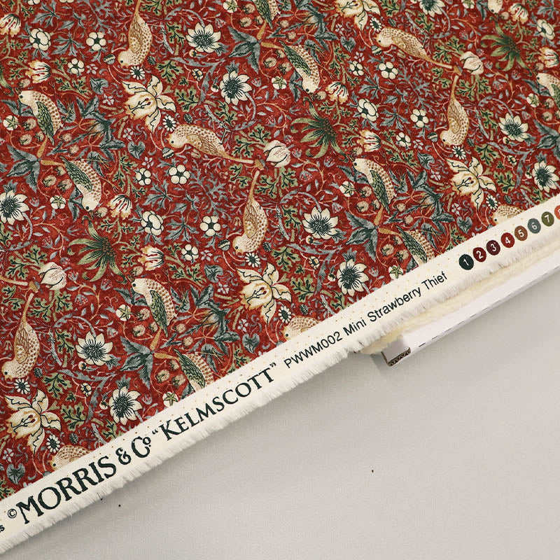 100% Cotton William Morris Fabric - Red Mini Strawberry Thief