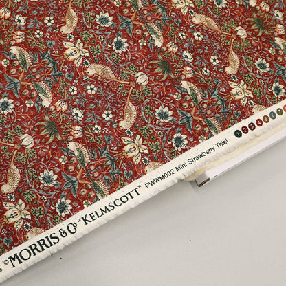 100% Cotton William Morris Fabric - Red Mini Strawberry Thief