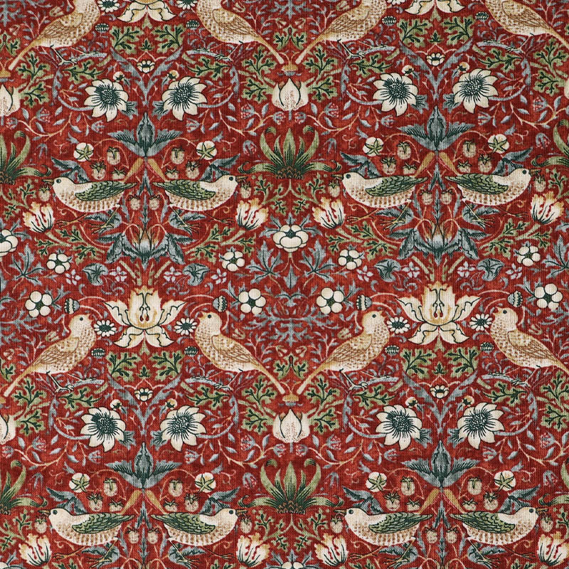 100% Cotton William Morris Fabric - Red Mini Strawberry Thief