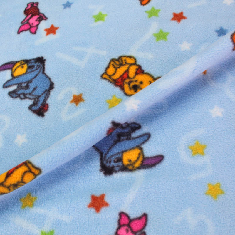 100% Polyester   Winnie The Pooh Blue Fleece Fabric
