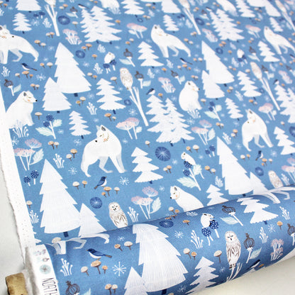 Pale Blue Fox Printed 100% Cotton Quilting Fabric