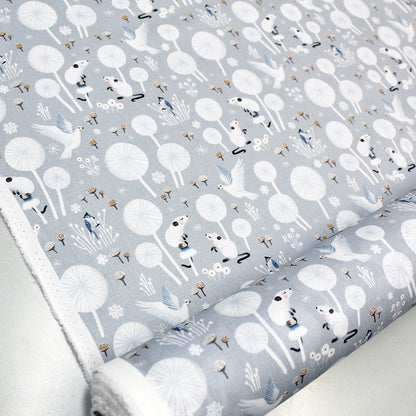 Pale Grey Mouse and Dove Print Cotton Quilting Fabric