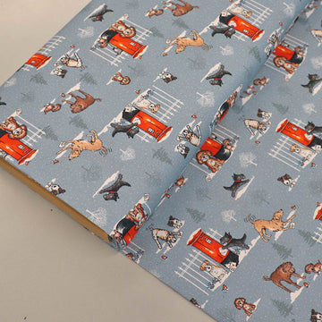 Wintery Printed Cotton - Pale Grey - All Dog Alert