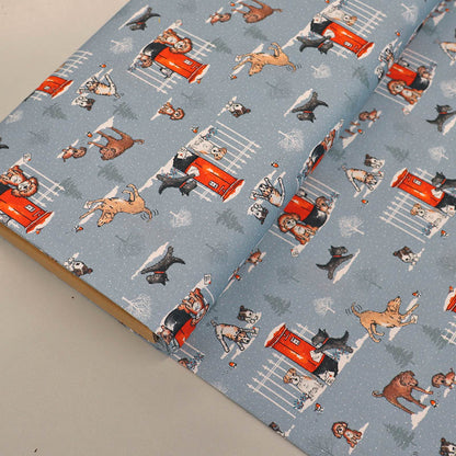 Wintery Printed Cotton - Pale Grey - All Dog Alert