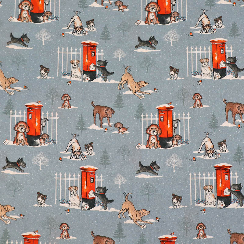 Wintery Printed Cotton - Pale Grey - All Dog Alert