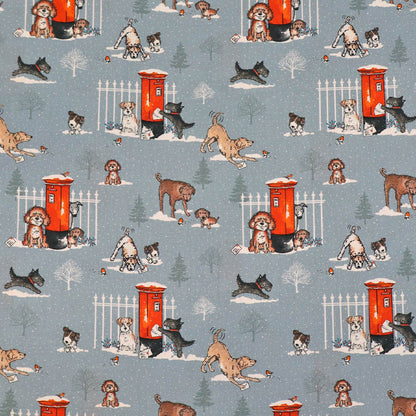 Wintery Printed Cotton - Pale Grey - All Dog Alert