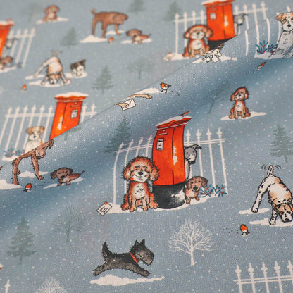 Wintery Printed Cotton - Pale Grey - All Dog Alert