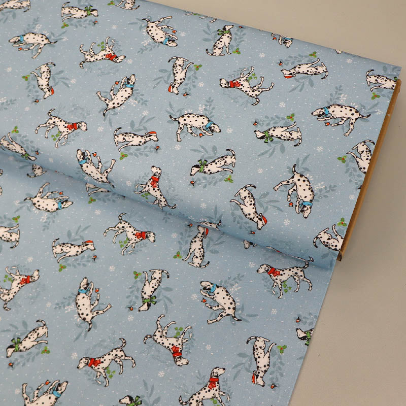 Wintery Printed Cotton - Pale Grey - Pongo and Perdita