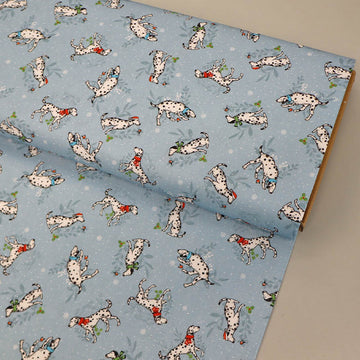 Wintery Printed Cotton - Pale Grey - Pongo and Perdita