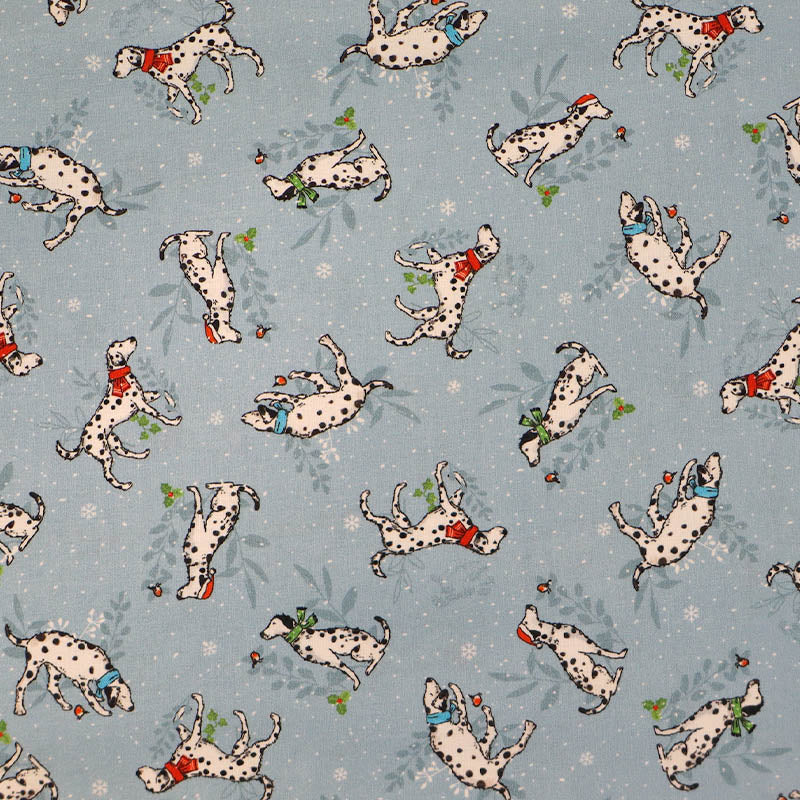 Wintery Printed Cotton - Pale Grey - Pongo and Perdita