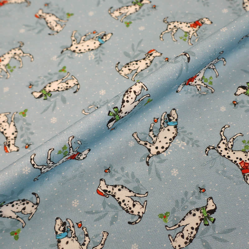 Wintery Printed Cotton - Pale Grey - Pongo and Perdita