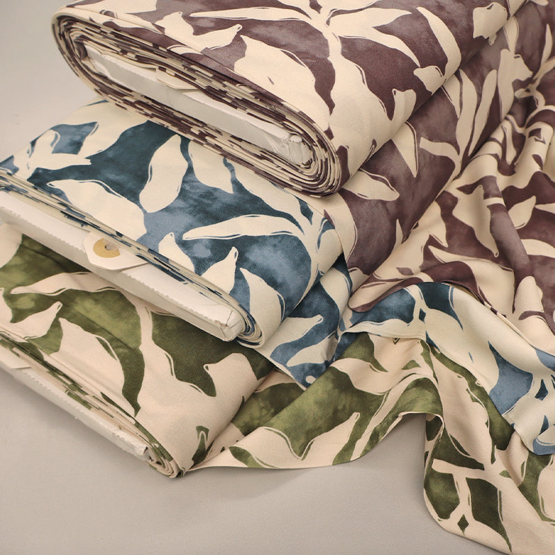 Viscose - Blue - Wobbly Leaves