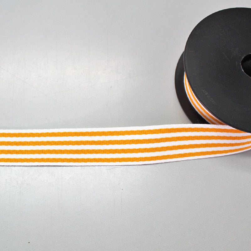 Yellow And White Stripe Webbing 38mm