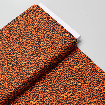 orange leopard print cotton fabric