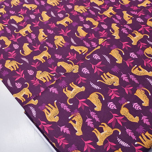 animal print purple cotton fabric cheetah