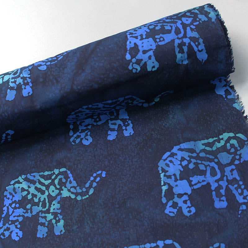 Blue Elephant Print  100% cotton Batik Fabric