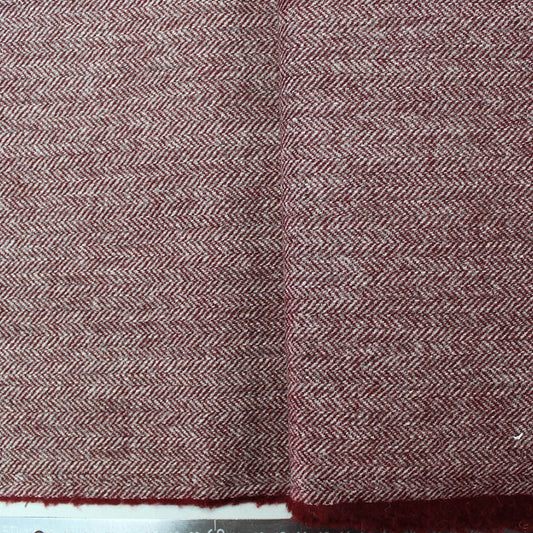 Burgundy herringbone 100% wool fabric
