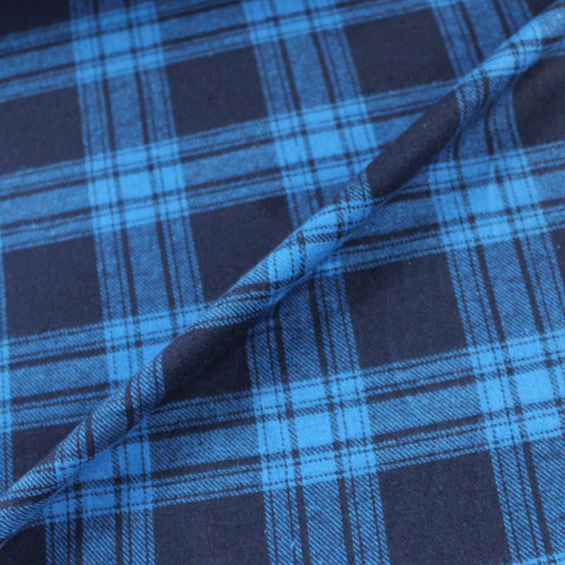 Brushed Cotton Check - Blue and Navy