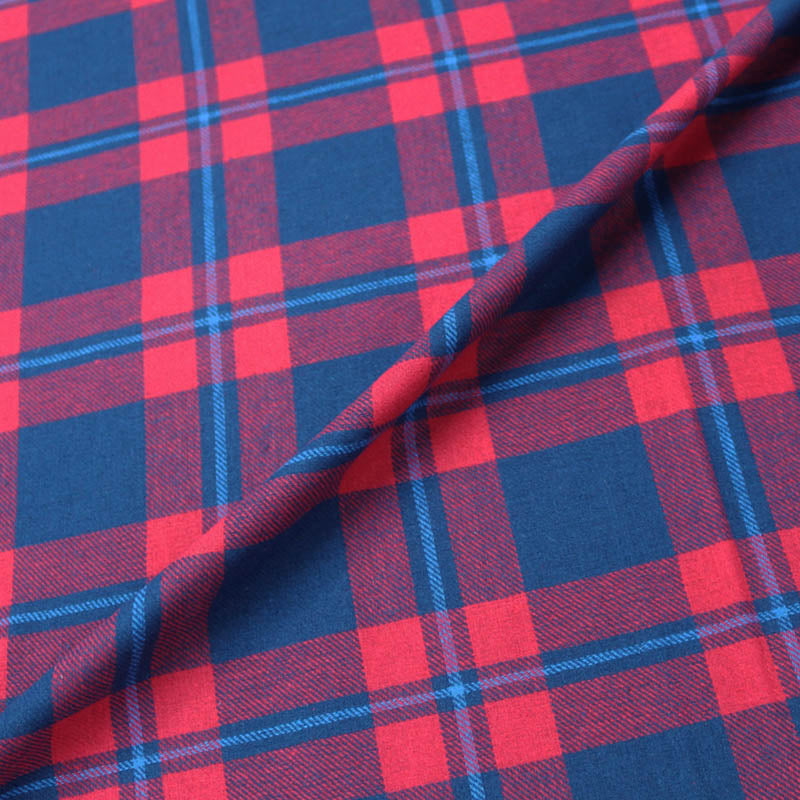 Brushed Cotton Check - Red and Royal Blue