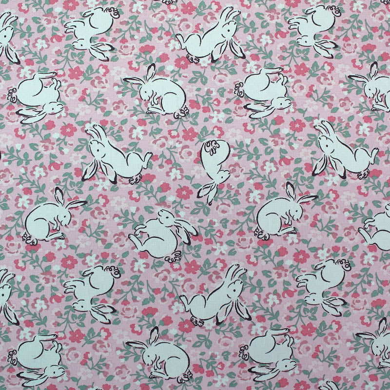 Cath Kidston Home Furnishing Fabric Jumping Bunnies in Blush