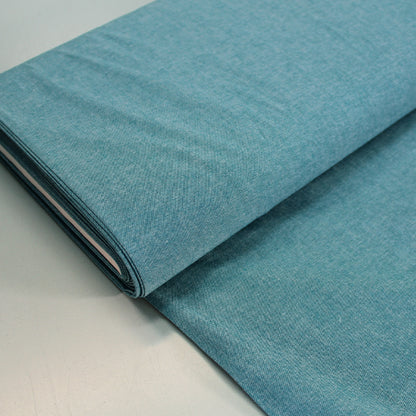 plain petrol blue cotton chambray fabric